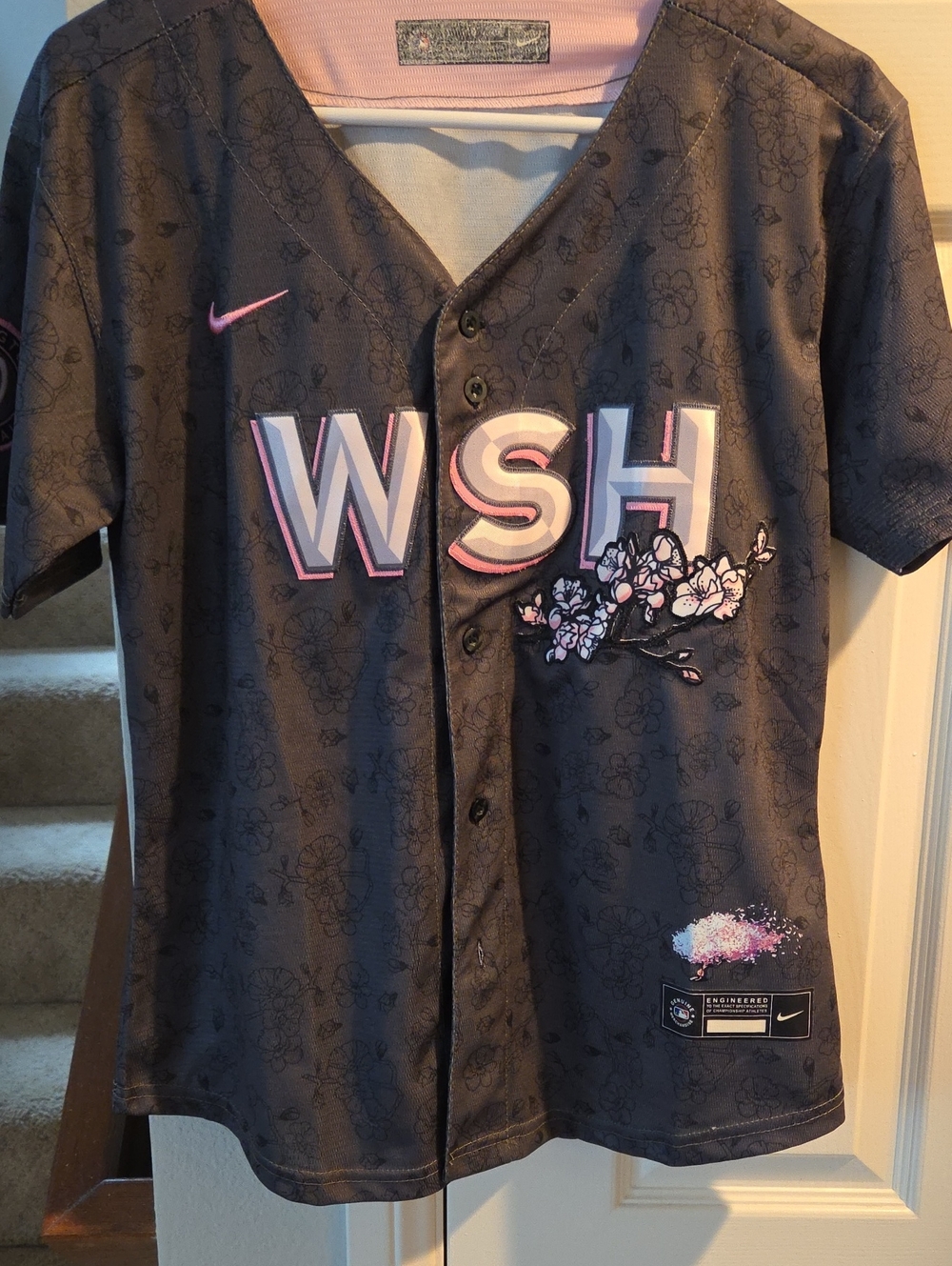 Womens Washington Nationals MLB Nike Gray Baseball Jersey Floral City Connect L